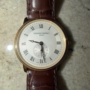 Frederique Constant Women's Gold and Brown Leather Watch